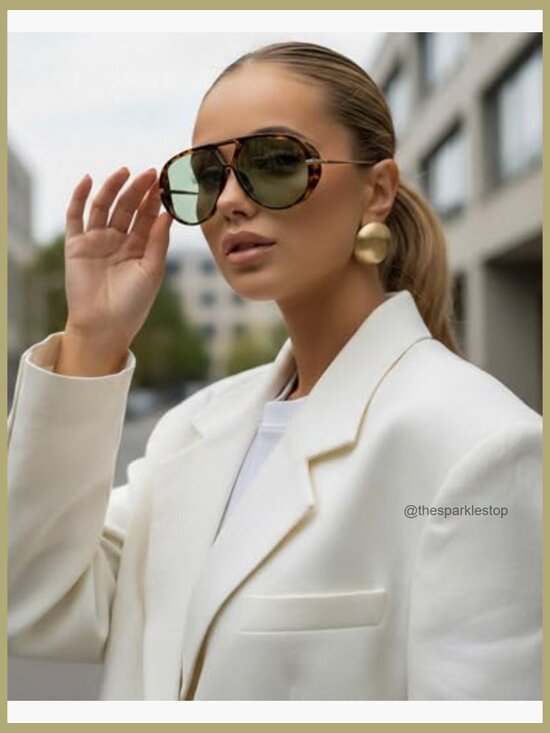 Oversized Retro Aviator Sunglasses with UV400 Protection main image 5